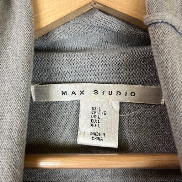 Max Studio Sweater Womens Large Gray Stripe Cowl Neck Pullover Stretch- 2984* - Picture 8 of 11